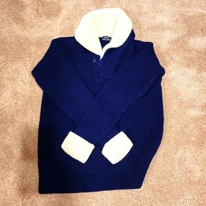 MACY'S Men's Store Vintage XL Navy & cream Thick Warm bulky knit sweater.